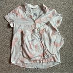 Women size large/12/42 Chalmers Elyse Pajama Set shorts button up top white pink Photo 0