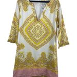 J.Crew Linen Cotton Boho Tunic Dress Size 8 Pink Yellow Paisley Print NWT Photo 0