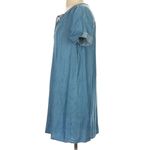 Lucky Brand  Chambray Blue Denim Dress Lace Up Short Sleeve V-Neck Large Photo 6