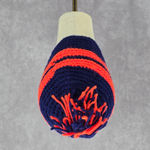 Blue Orange Stripe Pom Pom‎ Crochet Knit Bucket Cap Hat Fun VTG Y2K Funky Beanie Photo 3