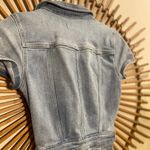 Good American  Denim Short Sleeve Jumpsuit Shorts Romper Utility Stretchy Minimal Photo 8