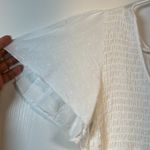 Urban Romantics  White Flowy Sleeves Peplum Ruched Blouse Large EUC #0996-OAK Photo 2