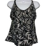 prAna  Margot Black White Tankini Leaves Cross-Back Swimsuit Size 40D EUC #2437 Photo 0