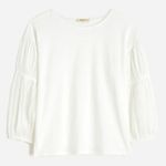 Madewell NWT White Puff-Sleeve Drop-Shoulder Knit Top - Size: Small Photo 11
