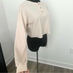Princess Polly  Cream Waffle Knit Henley Crop in Size 0 Photo 1