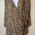 Massini  Women's 3X Animal Print Wrap Top Blouse Long Sleeve Side Tie Sate Night Photo 0