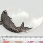 Vintage Silver Tone Fish Dangle Earrings with Iridescent Shell Pierced Photo 3