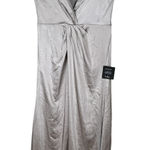 Lulus NEW  Perfect Refinement Silver Gray Satin Maxi Dress Formal Gown Size Large Photo 0