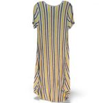 LuLaRoe  Carly Hi-Lo tee shirt dress in pencil stripe and color design on gray Photo 3