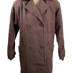 Orvis Vintage 80s  Wool Pea Coat S Taupe Brown Quilted Lining Buttons Pockets Photo 0