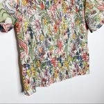 Anthropologie  Aurelia Smocked Top Floral Cream Size M Balloon Sleeve Ruching Photo 5