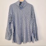 Anthropologie Monarc Grey Metallic Gold Polka-Dot Button Down Shirt Size Large Photo 4