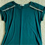 89th & Madison Diamanté Ruffle Embellished Hunter Green Blouse M Medium Photo 6