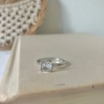 Solitaire Silver Promise Engagement Ring “Willow” Femme Classic Princess Simple Jewelry Photo 3