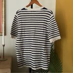 J.Crew  Striped Short-sleeve Pointelle Sweater Preppy Crochet Blue Ivory NWT XXL Photo 5