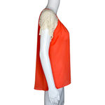 Umgee  Shirt Women Medium Orange Cream Lace Sleeve Boho Bohemian Peasant Colorful Photo 1