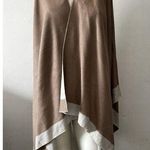 mellifluous Ruana Cape Beige White viscose wrap Scarf Sweater Poncho Open Front Size L Photo 0