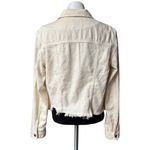 HIDDEN JEANS Rebel Fray Hem Denim Trucker Jacket in Cream, Sz L Size L Photo 5