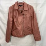 New Look women's mauve pink faux leather zip collared pocket lined jacket large Photo 0