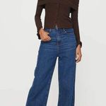 Princess Polly  Parveen Brown Ribbed Off Shoulder Long Sleeve Crop Top Blouse 4 Photo 1