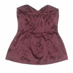 Studio Y Vintage Dark Maroon Burgundy & Black Satin Strapless Bustier Beaded Tube-Top Blouse Photo 9