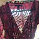 White House | Black Market Red Snakeskin Printed Mesh Midi Wrap Dress 2 Photo 7