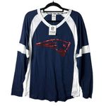 PINK - Victoria's Secret Victoria's Secret PINK NFL New England Patriots Football Blue Sequin Top Medium‎ Photo 0