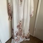 Floral Maxi Shirt Dress Sheer Long Sleeve Size Large. White Photo 10
