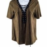 Windsor Green Black Lace Up Suede Shirt S Photo 0