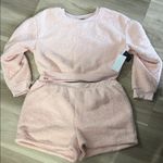 Rene Rolf Fleece Crop Top Shorts Cozy Pink Fleece Lounge Set Size XL Photo 0