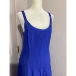 Maeve  Elseby Lace Up Midi Blue Sleeveless Dress Linen Blend S Photo 2