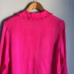 claudie pierlot satin button down shirt in fuchsia Pink Size M Photo 8
