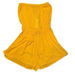 Elan Woven Yellow Marigold Strapless Romper Medium NWT EBW-RG7236 Rayon Boho Photo 3