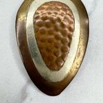 Hammered Metal Teardrop Silver and Gold Tone Pendant Photo 5