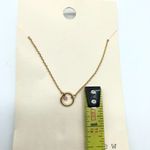 A New Day  Necklace Dainty Rhinestone Pink Gold Tone 16" Photo 2