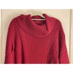 Chico's  Sweater Plus Size 2X Red Cable Knit Cowl Neck Preppy Twee Holidays Photo 2