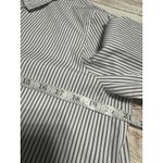 Lafayette 148 New York Button Up Striped Shirt Large Sparkle Gray Silver Holiday White Photo 4