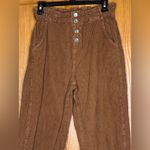 ZARA High Waisted Paper Bag Button Fly Corduroy Ankle Pants Toffee Brown Size 2 Photo 4
