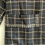 Gimmicks by BKE  plaid embellished long jacket Blazer Navy Women’s size S Photo 4