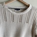 American Eagle • Crochet Knit Sweater in Natural, Balloon Sleeves, Size XS Tan Photo 1