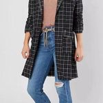 Gimmicks by BKE  plaid embellished long jacket Blazer Navy Women’s size S Photo 0