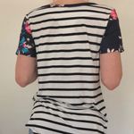 Tickled Teal  Floral & Striped Top Photo 1