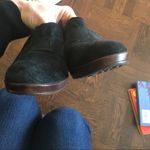 UGG Shearling Lined Black Suede Clogs Heeled Mules Photo 6