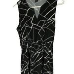 SheIn  Black White Midi Dress A Line Flair Medium Geometric Concert Night Out Photo 0