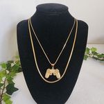 Game Controller Pendant with Chain Necklace Gold Plated Steel Photo 0