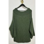 Free People  Boat Neck Tunic Sweater in Chive Combo Size Medium Photo 6