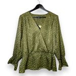 BLANK NYC Oat New York | Long Sleeve Dark Olive Green Print Blouse Photo 2