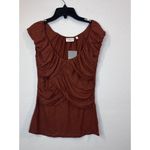 Deletta Shirt Womens Small Ruffle Front Short Sleeve Boho Tunic Top Photo 1