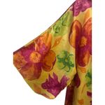 Saks 5th Avenue Vtg Saks Fifth Ave Bight Multicolor Floral Print Short Sleeve Maxi Satin Dress S Photo 2