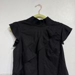 Mcguire  Barrett Black Sorbonne Ruffle Linen Blend Top Sz S Photo 2